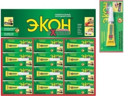 ЭКОН Экспресс Клей секундный, 3г (на блистер-карте)