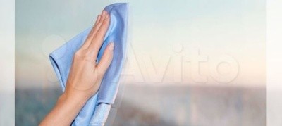 Салфетка микрофибра для стекла "полоска" 30х30см 250г/м2  (красный, голубой)