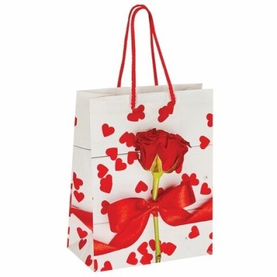 Пакет подарочный 18x10x23см, "Роза с лентой", ЗОЛОТАЯ СКАЗКА 606574