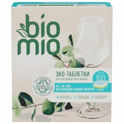 Таблетки для мытья посуды в пмм BIOMIO "Эвкалипт" (100шт/уп) водораств. оболочка 608860 Таблетки для мытья посуды в пмм BIOMIO "Эвкалипт" (100шт/уп) водораств. оболочка 608860