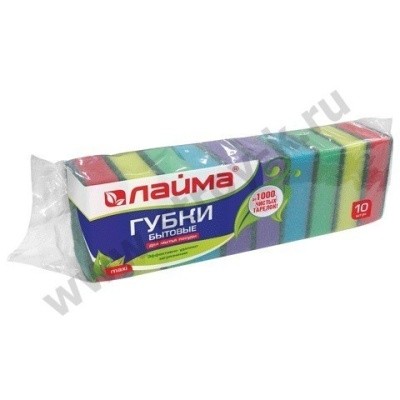 Губка для посуды (10шт/уп) ЛАЙМА (maxi) 601552