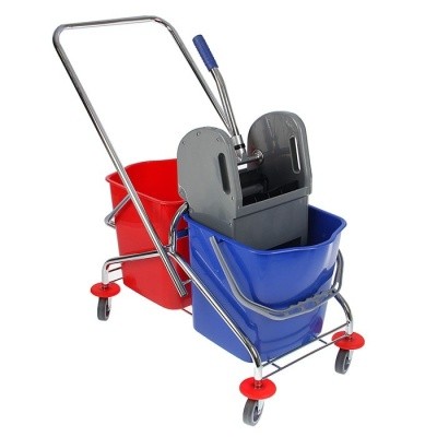 Тележка 2-вёдерная по 23л (46л), хром. металл. каркас, отжим H0204 (Китай)