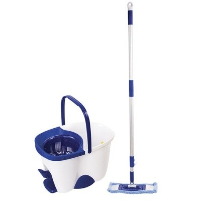 Набор для уборки: ведро 18/8л с отжимом, педалью, швабра с круглой и плоской насадками, Лайма 603625