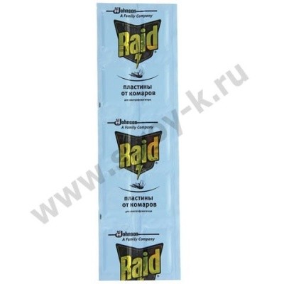 Средство от насекомых, пластины для фумигатора RAID (Рейд), 10шт/уп
