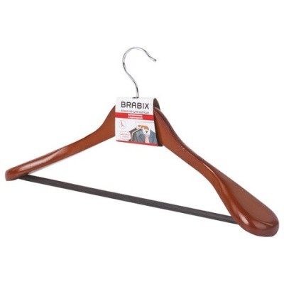 Вешалка-плечики, р.48-50, дерево, анатом., перекладина, BRABIX "Люкс", 601164 (цвет вишня)
