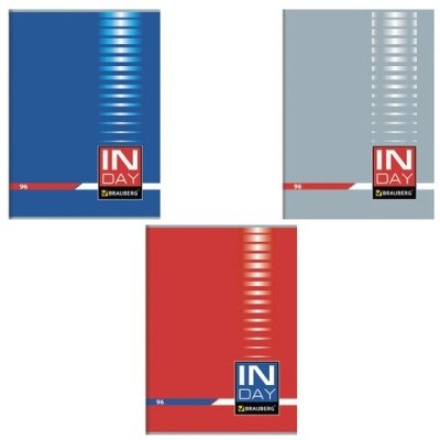 Тетрадь А4, 96 л., BRAUBERG скоба, клетка, обложка картон, "INDAY"