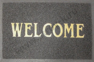 Коврик "Спагетти" 400х600мм серый с надписью