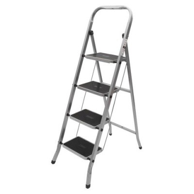 Стремянка стальная КЛАСС ПЛЮС, 4 ШИРОКИЕ СТУПЕНИ 20х30см, до 120кг, 605744