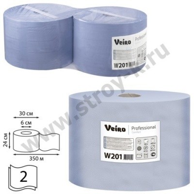 Бумага протир. синяя 2 слоя, 1000 листов в рулоне, 24х35см, 350м Comfort VEIRO W201 127103 