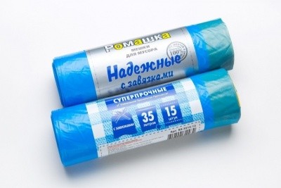 Мешок для мусора (35л) (рулон 15шт) с завязками Ромашка