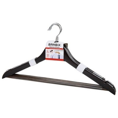 Вешалки-плечики, р.48-50, дерево, антискольжение, BRABIX PREMIUM 607476 (3шт/комплект)