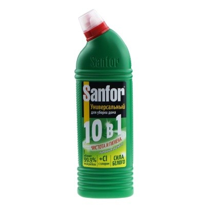 Гель чистящий, дезинф. САНФОР УНИВЕРСАЛ 10-в-1, 1л (зеленый/голубой)