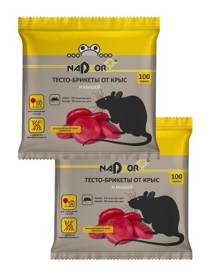 Тесто-брикет от крыс, мышей, 200г Nadzor