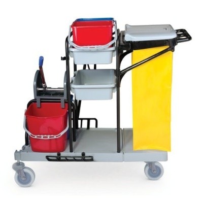 Тележка 4-вёдра (2шт х 20л, 2шт х 11л), отжим, держатель мешка, мешок, 2 поддона H0304/601501