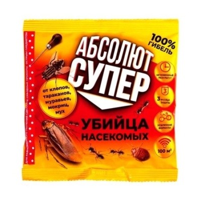 Дуст от ползающих насекомых АБСОЛЮТ СУПЕР, 100г (пакет) Дуст от ползающих насекомых АБСОЛЮТ СУПЕР, 100г (пакет)