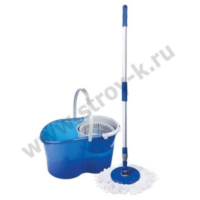 Набор для уборки: ведро 14/5л, отжимом, швабра, 2 насадки-кольцо, LAIMA 601460 СИНИЙ