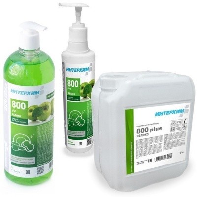 Средство для мытья посуды ИНТЕРХИМ 800 PLUS, 1л (яблоко)