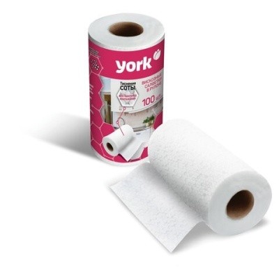 Салфетка вискозная белая 22х25см, 40г/м2 YORK, 20430 608411 (100шт/рулон) 