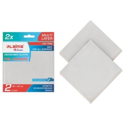 Салфетка для стекл. поверхн., искуств. замша, 30х30см (2шт/уп) 607788