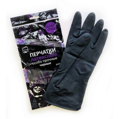 Перчатки латекс. Japan Style, с хлопковым волокном, р.M (чёрные) 139594/609357