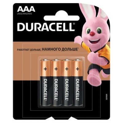Батарейки DURACELL Basic AAA (LR03, 24А) алкалин., мизинчик., комплект 4шт., блистер, 450403