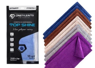 Салфетка микрофибра 35х40см, Top Shine CRISTYLEAVTO СА-841 (цвета в ассорт.)